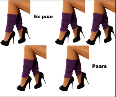 5x Paar beenwarmers paars - Merk Partyxplosion - Carnaval optocht thema feest party been warmer