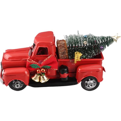 Kerstknutsels Vintage Rode Truck Rood Metaal Rustieke Pick-up Truck en Dennenboom Model Exquise Huisdecoratie rood