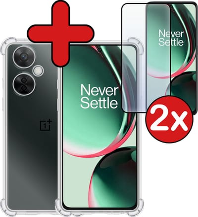 Hoesje - Met Screenprotector - 2 Stuks - Geschikt voor OnePlus Nord CE 3 Lite - Sterk & Shockproof - Back Cover - Siliconen Case - Telefoon Hoes - Shock Proof - Telefoonhoes - Transparant