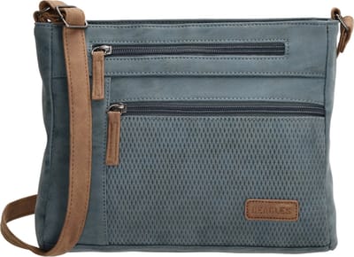 Beagles Brunete Crossbody Schoudertas - Handige Ritsvakken - Jeansblauw