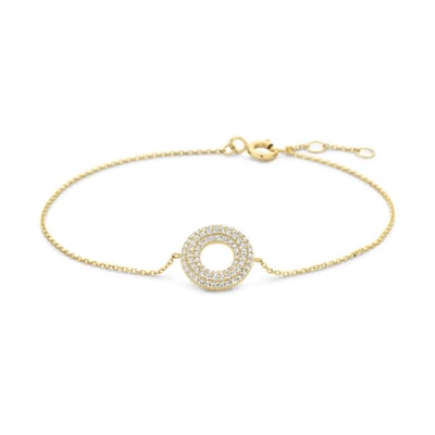 New Bling - 9NBG-0962 - 14K geelgouden armband – O-vorm – met zirkonia