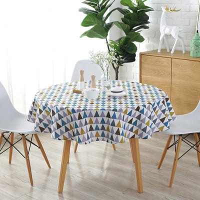 Nordisch Rond Tafelkleed Gekleurde Streep Kerstboom Patroon Hoes Wasbaar Tafelkleed Voor Theetafel Round Diameter 120CM