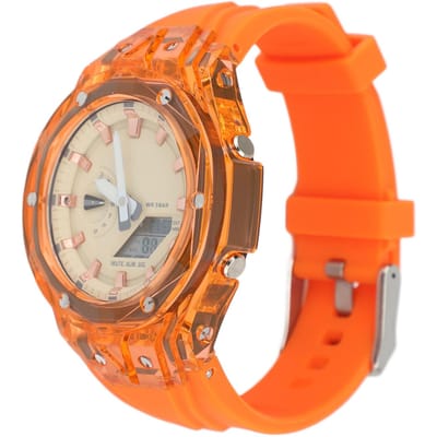 Digitaal Polshorloge Waterdicht Achtergrondverlichting 12/24 Uur LED Horloge Countdown Timer Stopwatch Alarm Dubbel oranje