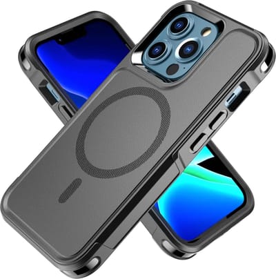 Hoesje Geschikt voor Apple iPhone 13 Pro - Compatibel met MagSafe - Back Cover met Magneet - Dual-Layer Hybride Case Zwart