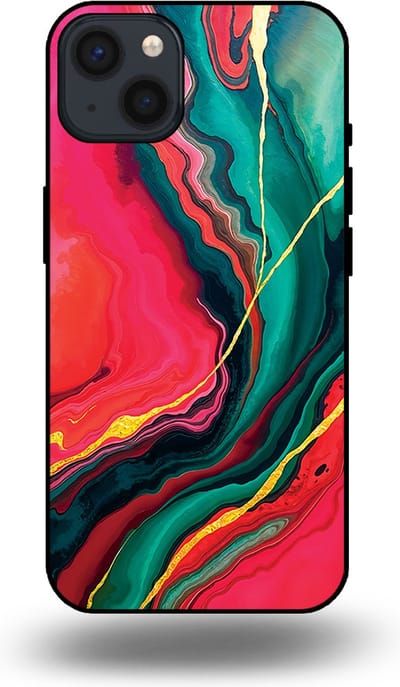 Smartphonica Telefoonhoesje Geschikt voor iPhone 13 met Rood Groen Marmer Opdruk - TPU Backcover Case Red Green Marble Design geschikt voor iPhone 13