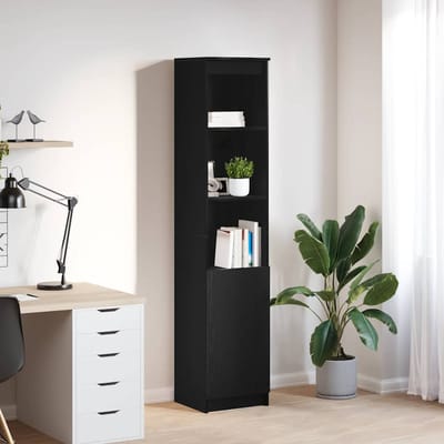 vidaXL - Highboard - 37,5x35x180 - cm - spaanplaat - zwart - eikenkleurig