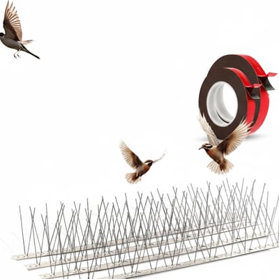 Famanu – Duivenspiek - 6,6 m - roestvrij staal - 6 m - dubbelzijdig inbegrepen - 20 stuks - vogelbescherming - ongedierte voor balkon - raam - dak - duivenbescherming - kattenspecht (6,6 m)