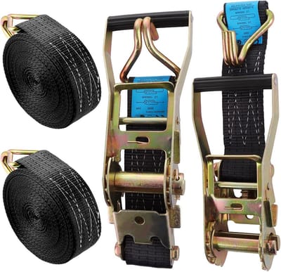 Spanbanden Set - Sjorbanden Ratelbanden - Lading Zekeren - 3000 daN Breukkracht - 10 Meter 2 Stuks - Zwart