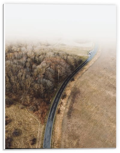 KuijsFotoprint - Schilderij - Weg Door Landschap Vanuit De Lucht - Bruin En Grijs - 40 X 30 Cm