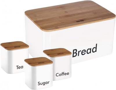 Broodtrommel Set - Keukenopslag - Brood Vers Houden - Duurzame Constructie - 35 x 23 x 18.5 cm - Zwart