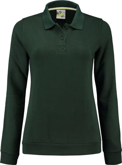 Lemon & Soda polosweater voor dames in de kleur forest green in de maat S.