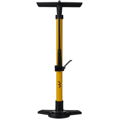 BBB Cycling AirBoost 2.0 Fietspomp met Drukmeter - 11 BAR 160 PSI - Ventielen: Dunlop, Presta & Schräder - Hoge Druk Vloerpomp Racefiets en MTB - Geel - BFP-28