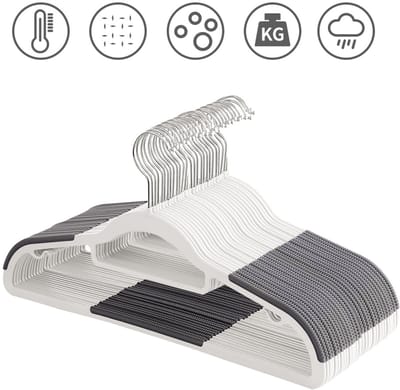 Kledinghangers - Kleerhangers - Broekhanger - Volwassenen - Anti Slip - Duurzaam - ABS Kunststof - Grijs - 30 Stuks