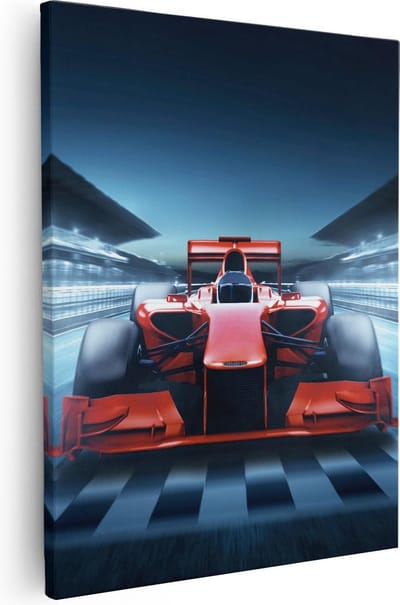 Artaza Canvas Schilderij Racewagen - 40x50 cm - Wanddecoratie Formule 1 - Muurdecoratie Auto - Kamer Accessoires Rood
