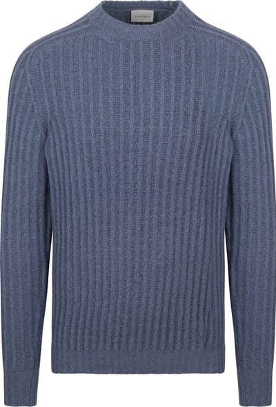 Suitable Pullover Boiled Wool Blauw - Maat L - Heren - Sweater