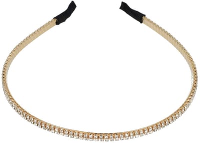 Haarsoires Haarband Diadeem 0,5cm – 2 Rijen Strass Steentjes – Metaal – Goud - Glanzende Haaraccessoire voor Feest of Bruiloft