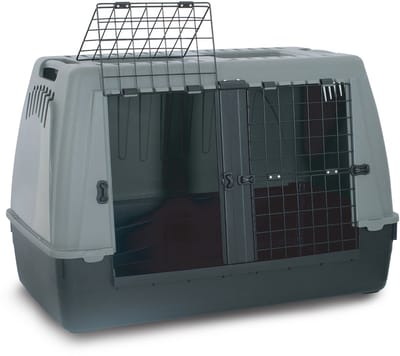 Duvoplus - Reisbench - Hond - Baron Eco Car Box 100 Double Door 100x60x65cm Grijs/groen - 1st