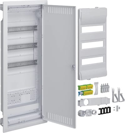 Hager Hybride, volta, hollewand, 36PLE, 1 montageplaat, met wandcontactdoos + staalplaatdeur - VH603NWH