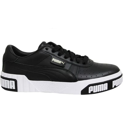 Puma Cali Bold Damestrainers Zwart Wit Leer Veterschoenen 370811 03