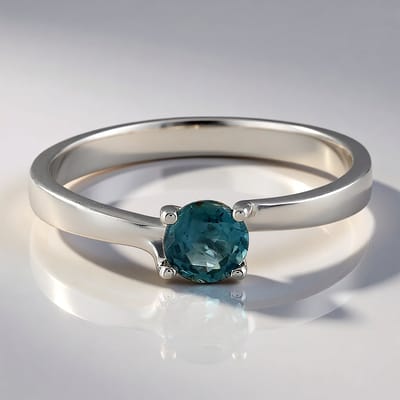 Cavill - Zilveren ring met petrol kyaniet 0,59 ct - 925 Sterling zilver - Ronde geslepen edelsteen - Minimalistische, tijdloze en elegante ring dames