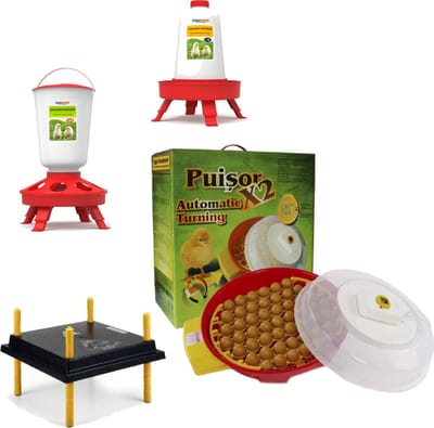 UniEgg™ Kuikenpakket Puisor Broedmachine X2 Extra Automatisch voor 51 eieren - EU kwaliteit - Automatisch keersysteem - Nederlandse handleiding - 25x25 cm Comfort warmteplaat - 1,5 kg slimme voerbakje - 1,5 liter slimme drinkbak