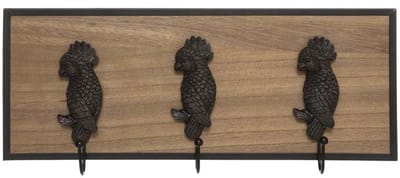 Houten muurjas vogels 3 haken - Fer|Hout - SILUMEN