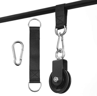 90mm Gym Katrol met 2 Opknoping Riemen en Karabijnhaken - Ideaal voor Doe-Het-Zelf Fitness Systemen