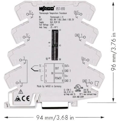 WAGO 857-810 Configureerbare temperatuurmeetomvormer voor thermo-elementen type J en K 857-810