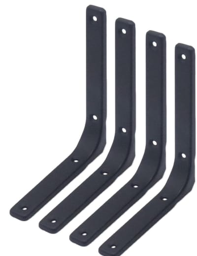 4-delige set van 6 x 5 inch lange beugels, robuuste L-vormige wandbeugels, geschikt voor houten planken en kasten, 90-graden statiefsteunen met schroeven, kleine haakse beugels.