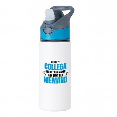 Hacebo® - Als deze collega waterfles met rietje blauw - Collega - een collega - werk - afscheidscadeau - verjaardagscadeau - kado - water fles - 650ML