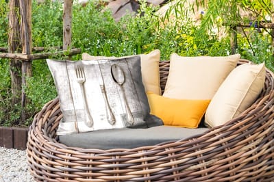 Buitenkussens - Tuin - Zilver - Bestek - Hout - 50x30 cm