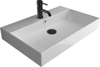 Keramische Wastafel - Wandwastafel Opzetwastafel - Badkamer Inrichting - Voegenvrij Oppervlak - 70 cm - Wit
