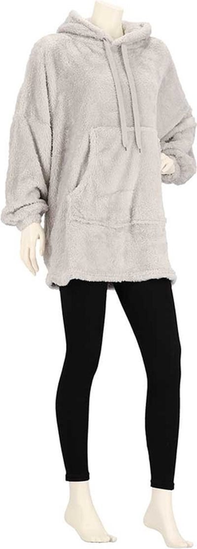 Apollo Huggle Hoodie Dames Effen - Licht Grijs - Fleece - One Size - Hoodie deken