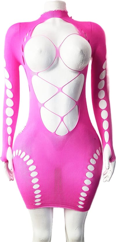 BamBella ® - Panty jurk -Onesize - - Dames - Onesize - Erotische sexy jurkje van kant erotische lingerie doorzichtig roze