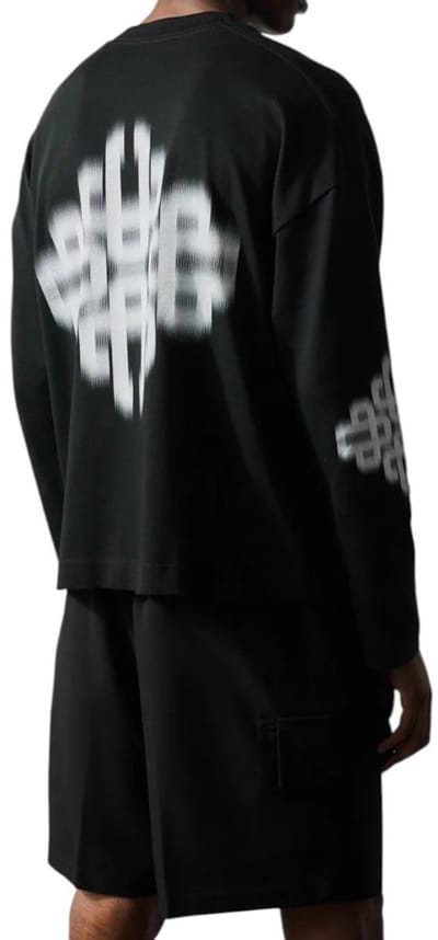 The Couture Club Heren T-shirt Zwart TCCM3190 Motion Blurred Long Sleeve
