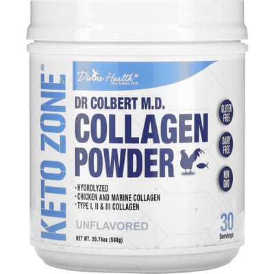 Divine Health, Zone Céto de James Colbert, Poudre de Collagène, Non Aromatisée, 20,74 oz (588 g)