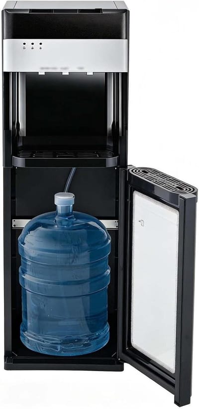 Waterdispenser Onderlader - Waterkoeler Warm Koud - Moeiteloos Water Tappen - Kinderveiligheidsslot - 3-5 Gallon Flessen - Zwart