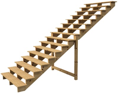BERLIN Houten Buitentrap - 16 Open Treden 275 cm Hoog - 160 cm Breed