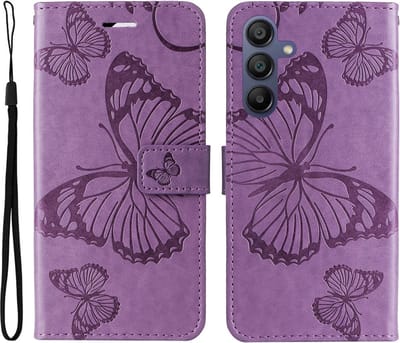 Coverup Hoesje - Geschikt voor Samsung Galaxy A17 / A26 / A16 Hoesje - Coverup Vlinders Book Case - Lila