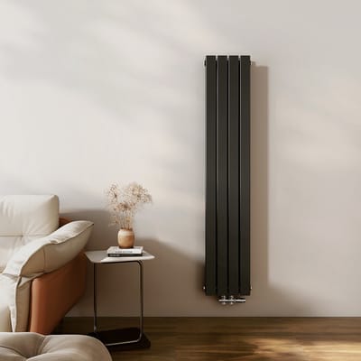 EMKE Radiator - Dubbel-Laags Plat - Mat Zwart - 160x30 cm - 889 W - Kolomradiator Vertical - Verwarming voor Alle Ruimtes