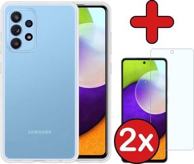 Hoesje - Met 2x Screenprotector - Geschikt voor Samsung Galaxy A52 - Sterk & Shockproof - Telefoon Hoes - Back Cover - Siliconen Case - Telefoonhoes - Transparant