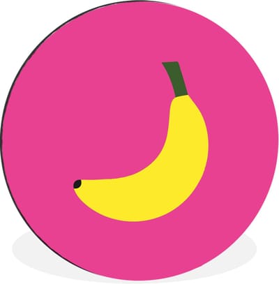 WallCircle - Wandcirkel - Muurcirkel - Banaan - Geel - Fruit - Aluminium - Dibond - 30x30 cm - Binnen en Buiten