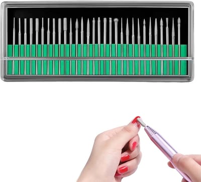 Dailygoods- Boorbits Set 30 Stuks - 3mm Schacht - Diverse Vormen voor Graveren/Slijpen/Polijsten - Geschikt voor Steen/Glas/Keramiek - Duurzame Diamantcoating - Inclusief Opbergdoos - Boorset