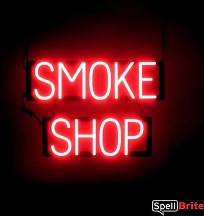 SMOKE SHOP - Lichtreclame Neon LED bord verlicht | SpellBrite | 54 x 38 cm | 6 Dimstanden - 8 Lichtanimaties | Reclamebord neon verlichting