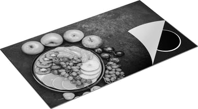Chefcare Inductie Beschermer Vruchtensalade op Zwarte Marmer - Fruitsalade - Fruit - Zwart Wit - 90x50 cm - Afdekplaat Inductie - Kookplaat Beschermer - Inductie Mat