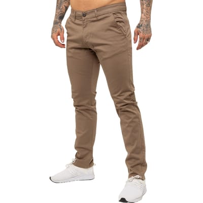 Enzo | Heren Slim Fit Stretch Chino Jeans - Beige