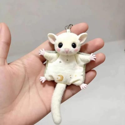 Schattig suikereekhoorn knuffeldier Squishy Pluizig Mini Knuffeldier Voor Kinderen Volwassenen Tas Decoratie Verjaardagscadeau En Bureau Ornament 10CM white