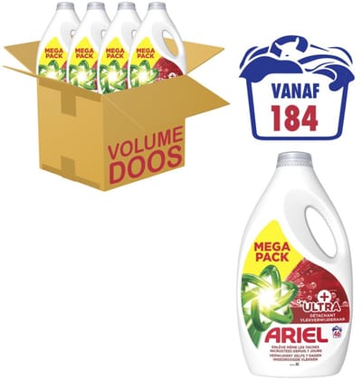 Ariel Vloeibaar Wasmiddel + Ultra Vlekverwijderaar 46 Wasbeurten - 4 x 2070 ml - Voordeelverpakking
