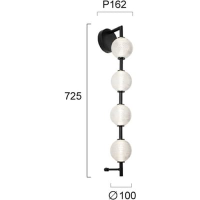 Viokef LED wandlamp Abeona, hoogte 72 cm, zwart, metaal, 4-lamps.