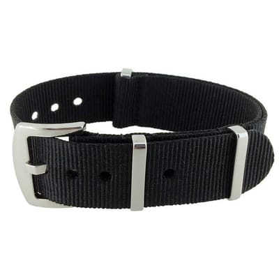 Mega NATO Superstrap Horlogeband Nylon Strap Zwart 20mm